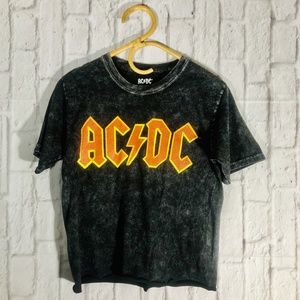 Vintage ACDC Gray Acid Wash Oversized Crop Top-  S